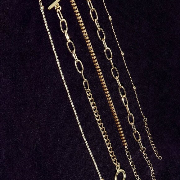 Gold Rhinestone Geometric 5-pcs Bracelet Set - Picture 4 of 5